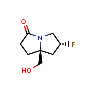 Chemical structure of (6R,7aS)-6-Fluoro-7a-(hydroxymethyl)tetrahydro-1H-pyrrolizin-3(2H)-one , CAS 2791271-49-1, AChemBlock AD283658