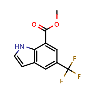 Chemical structure of Methyl 5-(Trifluoromethyl)-1H-indole-7-carboxylate , CAS 3033744-27-0, AChemBlock AD283670