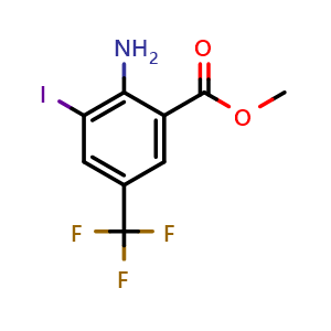Chemical structure of Methyl 2-Amino-3-iodo-5-(trifluoromethyl)benzoate , CAS 1801782-87-5, AChemBlock AD283671