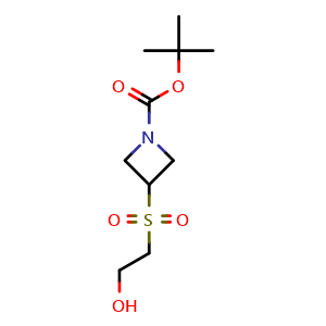 Chemical structure of 2-[(1-Boc-azetidin-3-yl)sulfonyl]ethanol , CAS 1648864-55-4, AChemBlock AD283674