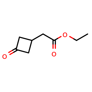 Chemical structure of Ethyl 2-(3-oxocyclobutyl)acetate , CAS 145822-90-8, AChemBlock AD283676