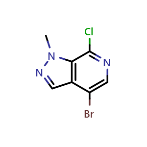 Chemical structure of 4-Bromo-7-chloro-1-methyl-1H-pyrazolo[3,4-c]pyridine , CAS 2962094-10-4, AChemBlock AD283682