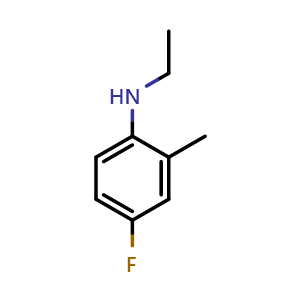 Chemical structure of N-Ethyl-4-fluoro-2-methylaniline , CAS 1021049-31-9, AChemBlock AD283684