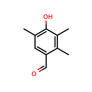 Chemical structure of 4-Hydroxy-2,3,5-trimethylbenzaldehyde , CAS 91060-95-6, AChemBlock AD283685