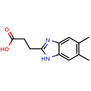 Chemical structure of 3-(5,6-Dimethyl-1H-benzo[d]imidazol-2-yl)propanoic acid , CAS 173737-04-7, AChemBlock AD283686