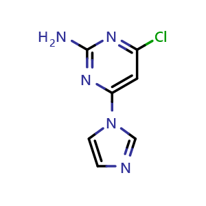 Chemical structure of 4-Chloro-6-(1H-imidazol-1-yl)pyrimidin-2-amine , CAS 1158769-28-8, AChemBlock AD283687