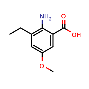 Chemical structure of 2-Amino-3-ethyl-5-methoxybenzoic acid , CAS 2168467-55-6, AChemBlock AD283691