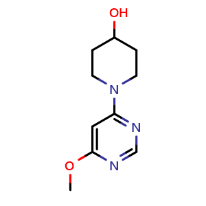Chemical structure of 1-(6-Methoxypyrimidin-4-yl)piperidin-4-ol , CAS 1065484-27-6, AChemBlock AD283692