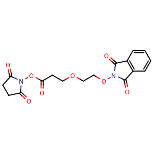 Chemical structure of 2,5-Dioxopyrrolidin-1-yl 3-[2-[(1,3-dioxoisoindolin-2-yl)oxy]ethoxy]propanoate , CAS 1415329-07-5, AChemBlock AD283694