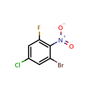 Chemical structure of 1-Bromo-5-chloro-3-fluoro-2-nitrobenzene , CAS 1642542-05-9, AChemBlock AD283705