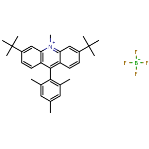 Chemical structure of 3,6-Di-tert-butyl-9-mesityl-10-methylacridin-10-ium tetrafluoroborate , CAS 2054779-48-3, AChemBlock AD283708