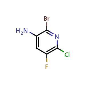 Chemical structure of 2-Bromo-6-chloro-5-fluoropyridin-3-amine , CAS 2918815-52-6, AChemBlock AD283709