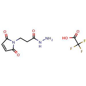 Chemical structure of 3-(2,5-Dioxo-2,5-dihydro-1H-pyrrol-1-yl)propanehydrazide trifluoroacetate , CAS 359436-61-6, AChemBlock AD283721