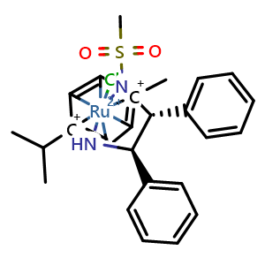 Chemical structure of Chloro(p-cymene)[(1R,2R)-(-)-2-amino-1,2-diphenylethyl(methylsulfonylamido)]ruthenium(II) , CAS 1097730-63-6, AChemBlock AD283723
