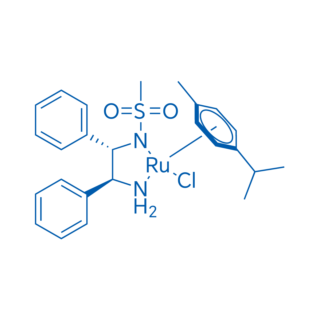 Chemical structure of Chloro(p-cymene)[(1S,2S)-(-)-2-amino-1,2-diphenylethyl(methylsulfonylamido)]ruthenium(II) , CAS 329371-25-7, AChemBlock AD283724