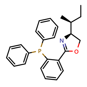 Chemical structure of (S)-4-[(S)-sec-Butyl]-2-[2-(diphenylphosphino)phenyl]-4,5-dihydrooxazole , CAS 2634687-75-3, AChemBlock AD283726