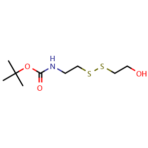 Chemical structure of 2-[[2-(Boc-amino)ethyl]disulfanyl]ethanol , CAS 877864-07-8, AChemBlock AD283730