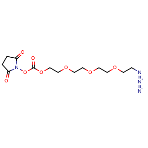 Chemical structure of 2-[2-[2-(2-Azidoethoxy)ethoxy]ethoxy]ethyl (2,5-dioxopyrrolidin-1-yl) carbonate , CAS 2110448-98-9, AChemBlock AD283732