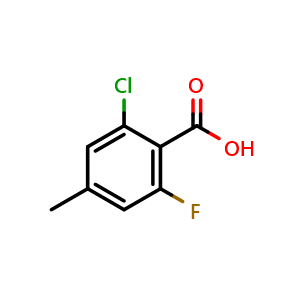 Chemical structure of 2-Chloro-6-fluoro-4-methylbenzoic acid , CAS 1427373-49-6, AChemBlock AD283736