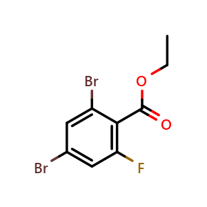 Chemical structure of Ethyl 2,4-dibromo-6-fluorobenzoate , CAS 773139-30-3, AChemBlock AD283740
