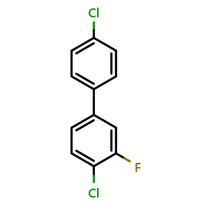 Chemical structure of 3-Fluoro-4,4'-dichlorobiphenyl , CAS 1236120-19-6, AChemBlock AD283746