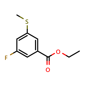 Chemical structure of Ethyl 3-fluoro-5-(methylthio)benzoate , CAS 2643368-38-9, AChemBlock AD283750