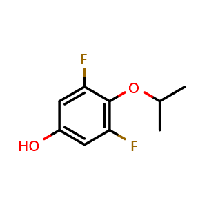 Chemical structure of 3,5-Difluoro-4-isopropoxyphenol , CAS 1881295-20-0, AChemBlock AD283752