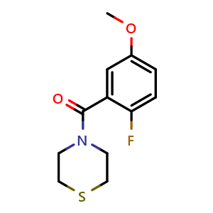 Chemical structure of (2-Fluoro-5-methoxyphenyl)(thiomorpholino)methanone , CAS 2734774-63-9, AChemBlock AD283753