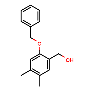 Chemical structure of (2-(Benzyloxy)-4,5-dimethylphenyl)methanol , CAS 2643367-75-1, AChemBlock AD283755