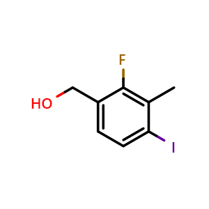 Chemical structure of (2-Fluoro-4-iodo-3-methylphenyl)methanol , CAS 2386943-84-4, AChemBlock AD283757