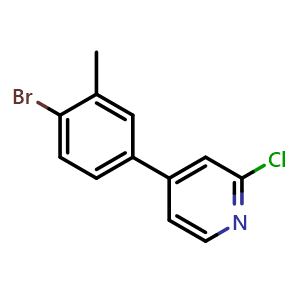 Chemical structure of 4-(4-Bromo-3-methylphenyl)-2-chloropyridine , CAS 1539429-62-3, AChemBlock AD283758