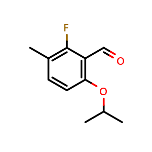 Chemical structure of 2-Fluoro-6-isopropoxy-3-methylbenzaldehyde , CAS 2643368-16-3, AChemBlock AD283759