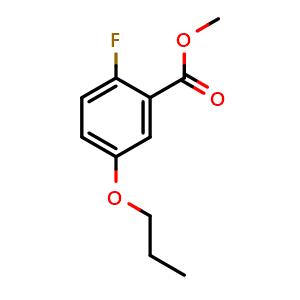 Chemical structure of Methyl 2-fluoro-5-propoxybenzoate , CAS 2643368-45-8, AChemBlock AD283760
