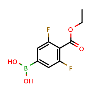 Chemical structure of (4-(Ethoxycarbonyl)-3,5-difluorophenyl)boronic acid , CAS 3052988-42-5, AChemBlock AD283763