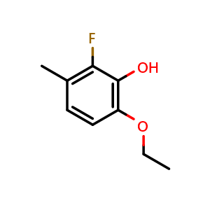Chemical structure of 6-ethoxy-2-fluoro-3-methylphenol , CAS 1881293-56-6, AChemBlock AD283766