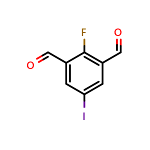 Chemical structure of 2-fluoro-5-iodoisophthalaldehyde , CAS 892149-31-4, AChemBlock AD283770