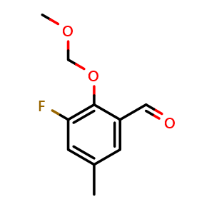 Chemical structure of 3-fluoro-2-(methoxymethoxy)-5-methylbenzaldehyde , CAS 2734778-30-2, AChemBlock AD283774