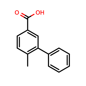Chemical structure of 6-Methyl-[1,1'-biphenyl]-3-carboxylic acid , CAS 401573-78-2, AChemBlock AD283782