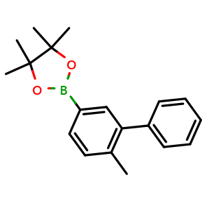 Chemical structure of 4,4,5,5-Tetramethyl-2-(6-methyl-[1,1'-biphenyl]-3-yl)-1,3,2-dioxaborolane , CAS 2991081-65-1, AChemBlock AD283783