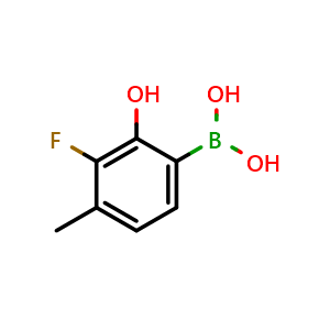 Chemical structure of (3-Fluoro-2-hydroxy-4-methylphenyl)boronic acid , CAS 3037773-15-9, AChemBlock AD283785