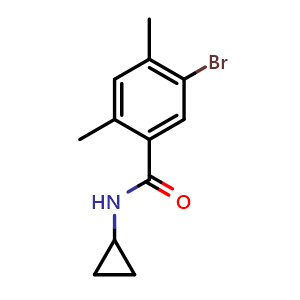 Chemical structure of 5-Bromo-N-cyclopropyl-2,4-dimethylbenzamide , CAS 2495081-21-3, AChemBlock AD283793