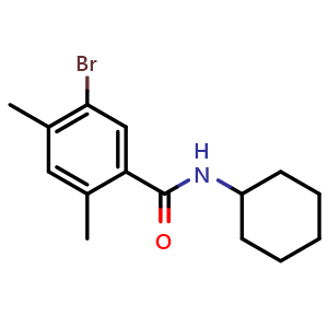 Chemical structure of 5-Bromo-N-cyclohexyl-2,4-dimethylbenzamide , CAS 2643367-43-3, AChemBlock AD283794