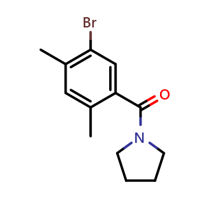 Chemical structure of (5-Bromo-2,4-dimethylphenyl)(pyrrolidin-1-yl)methanone , CAS 2734776-46-4, AChemBlock AD283795