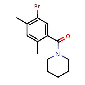 Chemical structure of (5-Bromo-2,4-dimethylphenyl)(piperidin-1-yl)methanone , CAS 2734776-94-2, AChemBlock AD283796