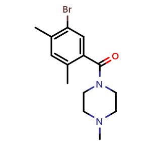 Chemical structure of (5-Bromo-2,4-dimethylphenyl)(4-methylpiperazin-1-yl)methanone , CAS 2643368-04-9, AChemBlock AD283799