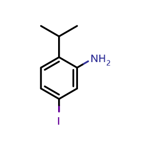 Chemical structure of 5-Iodo-2-isopropylaniline , CAS 1219097-27-4, AChemBlock AD283801