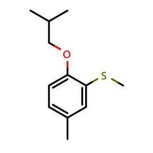 Chemical structure of (2-Isobutoxy-5-methylphenyl)(methyl)sulfane , CAS 1379322-55-0, AChemBlock AD283802