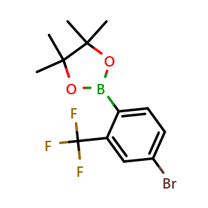 Chemical structure of 2-(4-Bromo-2-(trifluoromethyl)phenyl)-4,4,5,5-tetramethyl-1,3,2-dioxaborolane , CAS 1449475-33-5, AChemBlock AD283804