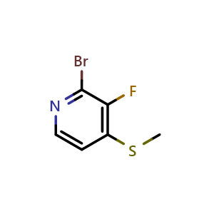 Chemical structure of 2-Bromo-3-fluoro-4-(methylthio)pyridine , CAS 2643368-13-0, AChemBlock AD283805