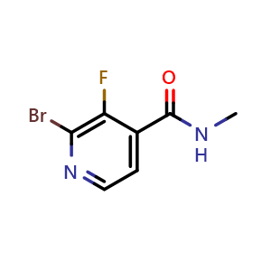Chemical structure of 2-Bromo-3-fluoro-N-methylisonicotinamide , CAS 2643368-58-3, AChemBlock AD283806